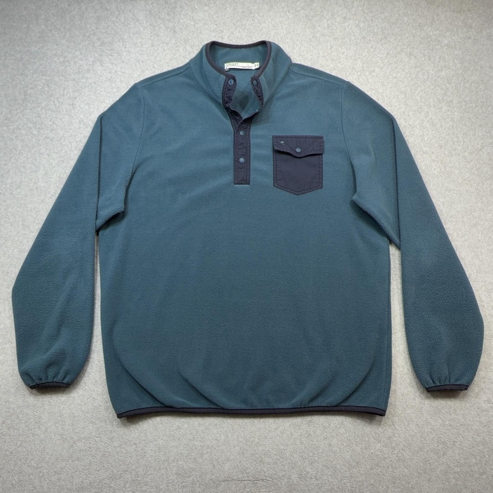 Criquet Fleece Pullover Men Large Blue Snap Henley Mock Neck Pocket Golf Outdoor